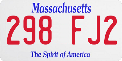 MA license plate 298FJ2