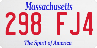 MA license plate 298FJ4