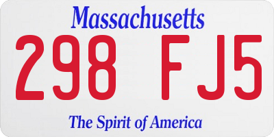 MA license plate 298FJ5