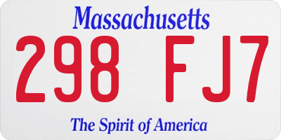 MA license plate 298FJ7