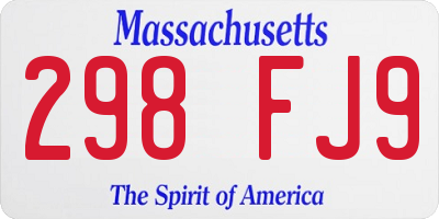 MA license plate 298FJ9