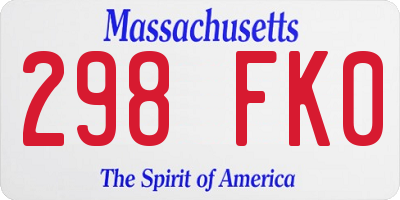 MA license plate 298FK0