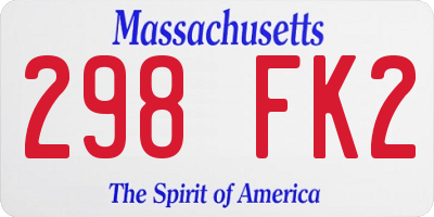 MA license plate 298FK2