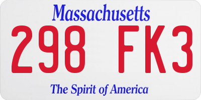 MA license plate 298FK3