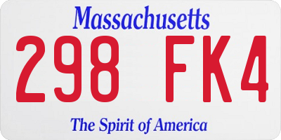 MA license plate 298FK4