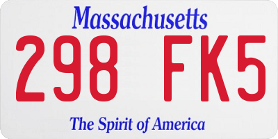 MA license plate 298FK5