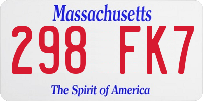 MA license plate 298FK7