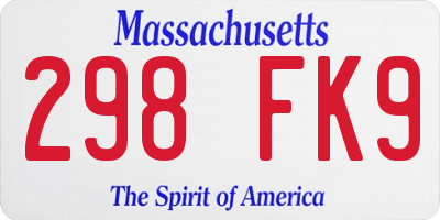 MA license plate 298FK9