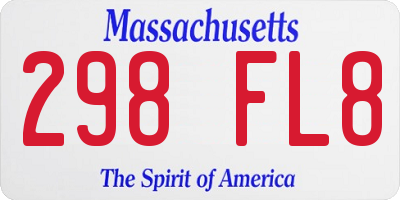 MA license plate 298FL8