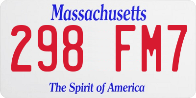 MA license plate 298FM7