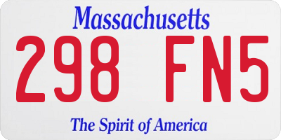 MA license plate 298FN5
