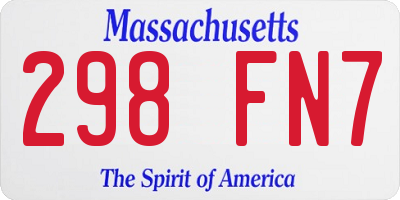 MA license plate 298FN7