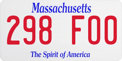 MA license plate 298FO0