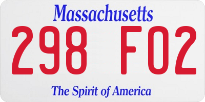 MA license plate 298FO2