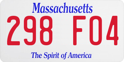 MA license plate 298FO4