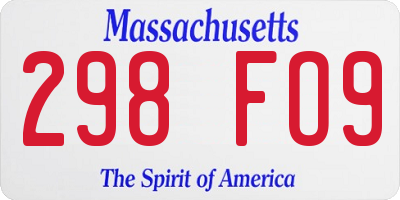 MA license plate 298FO9
