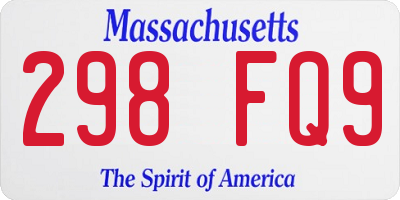 MA license plate 298FQ9
