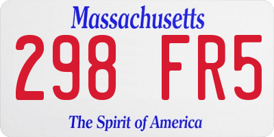 MA license plate 298FR5
