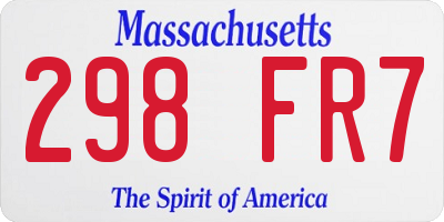 MA license plate 298FR7