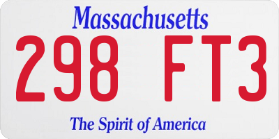 MA license plate 298FT3