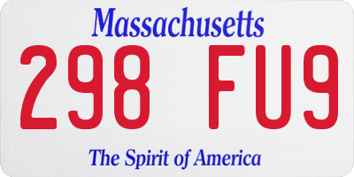 MA license plate 298FU9