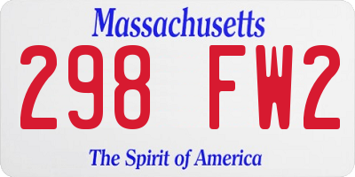 MA license plate 298FW2