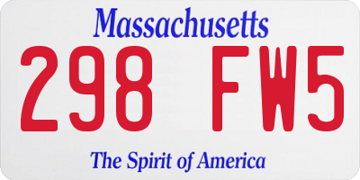 MA license plate 298FW5