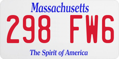 MA license plate 298FW6