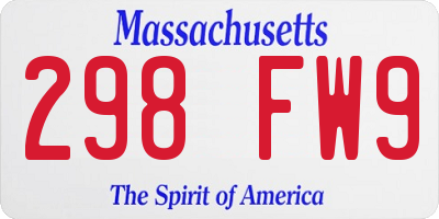 MA license plate 298FW9