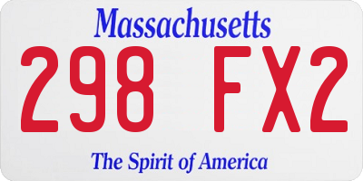 MA license plate 298FX2