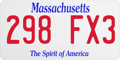 MA license plate 298FX3
