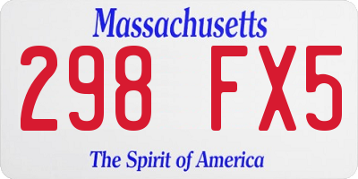 MA license plate 298FX5
