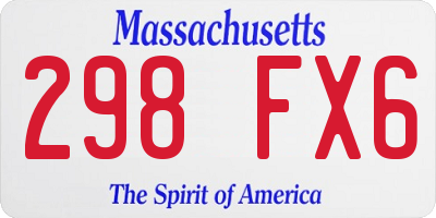 MA license plate 298FX6