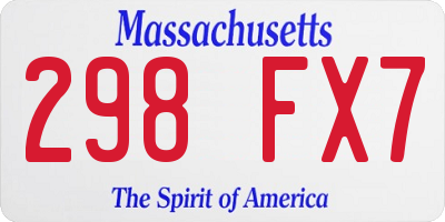 MA license plate 298FX7