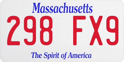 MA license plate 298FX9
