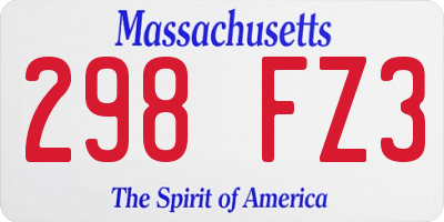 MA license plate 298FZ3