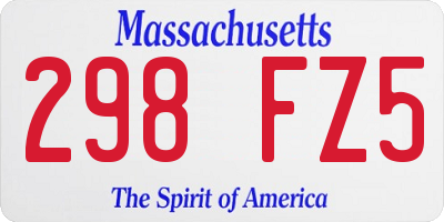 MA license plate 298FZ5