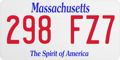 MA license plate 298FZ7