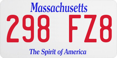 MA license plate 298FZ8