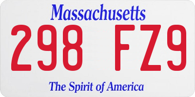 MA license plate 298FZ9