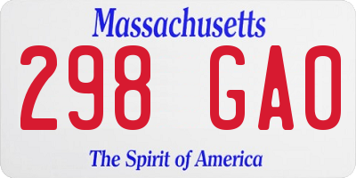 MA license plate 298GA0