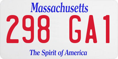 MA license plate 298GA1