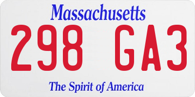 MA license plate 298GA3