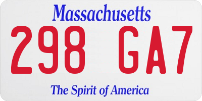 MA license plate 298GA7