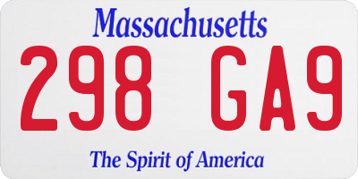 MA license plate 298GA9