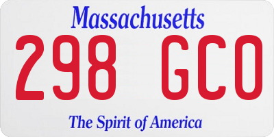 MA license plate 298GC0