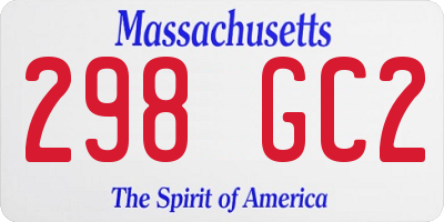 MA license plate 298GC2
