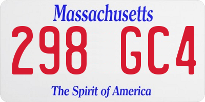 MA license plate 298GC4