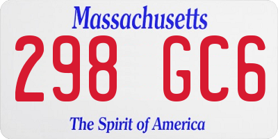 MA license plate 298GC6