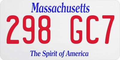 MA license plate 298GC7